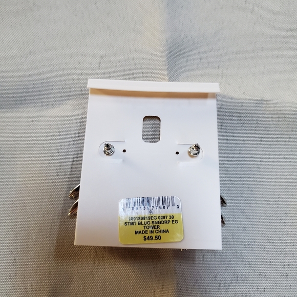 On 34th purple rhinestone post earings. - Picture 3 of 3